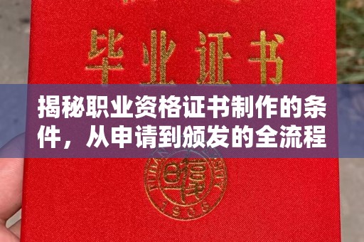 若尔盖揭秘职业资格证书制作的条件，从申请到颁发的全流程解析