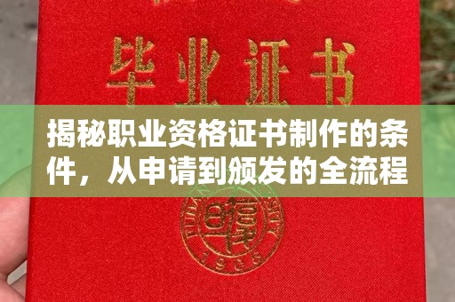 若尔盖揭秘职业资格证书制作的条件，从申请到颁发的全流程解析